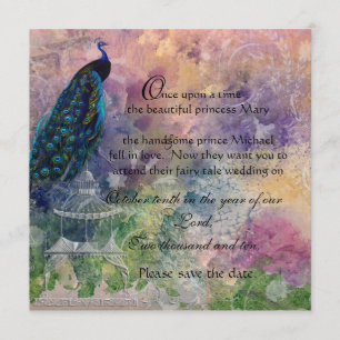 Save The Date Peacock romantique de Gazebo et aquarelle