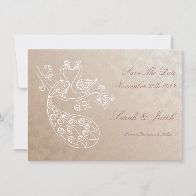 Save The Date Peacock Save-The-Date, style Alpana (Devant)