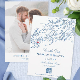 Save The Date Peaks Island Maine Casco Bay Elégant code QR