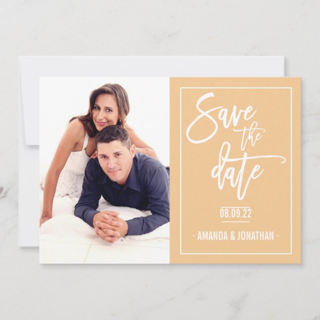 Save The Date Pearlescent Orange et Mariage Blanc Enregistrer la (Devant)
