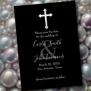 Save the Date Pearly Cross Any Colour