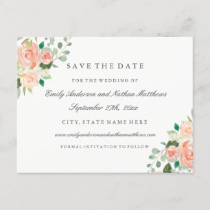 Save The Date Pêche Aquarelle Florale Mariage Enregistrer La Dat