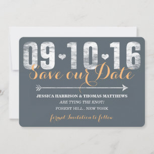 Save The Date Pêche branchée & Gris Enregistrer La Date