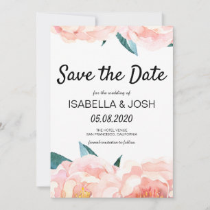 Save The Date Pêche florale Pink Peony Enregistrer la date
