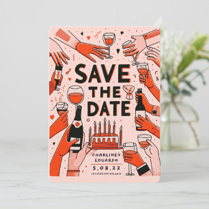 Save The Date Peinture à main Funky Retro Contemporain