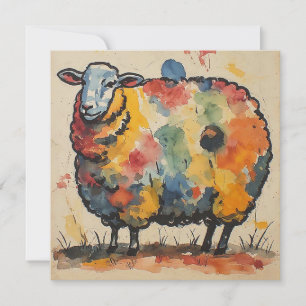 Save The Date Peinture de mouton à l'aquarelle ludique