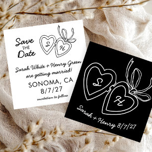 Save The Date Pendentif à coeur fantaisiste doodle sketch modern