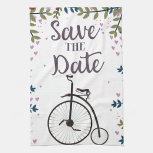 Save the Date Penny Farthing Kitchen Towel
