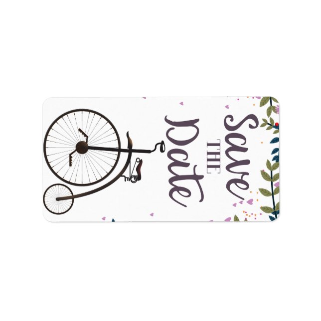 Save the Date Penny Farthing Label (Front)