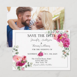 Save The Date Peony et verdure Rose Sauvez la date