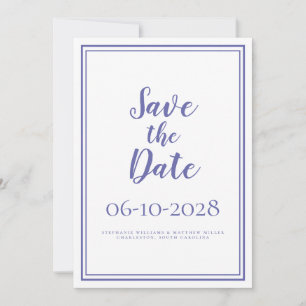 Save The Date Périwinkle Bleu Blanc Moderne Simple Mariage Chic
