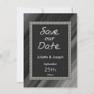 Save The Date Perles noires et blanches rétro avec photo