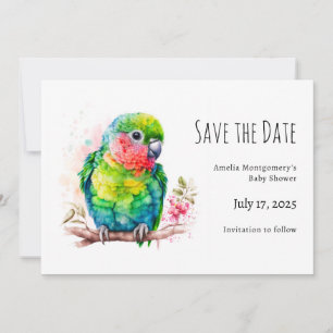 Save The Date Perroquet vert - Bébé mignon oiseau