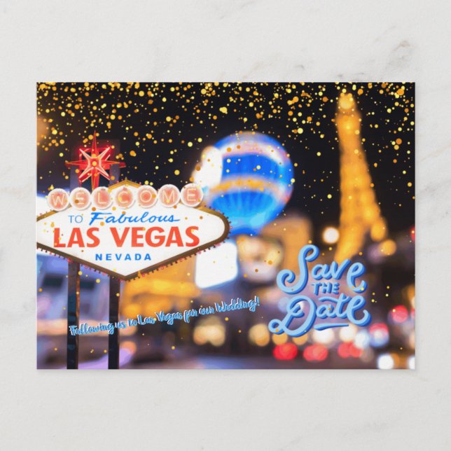 Save the Date Personalized Las Vegas Postcard (Front)