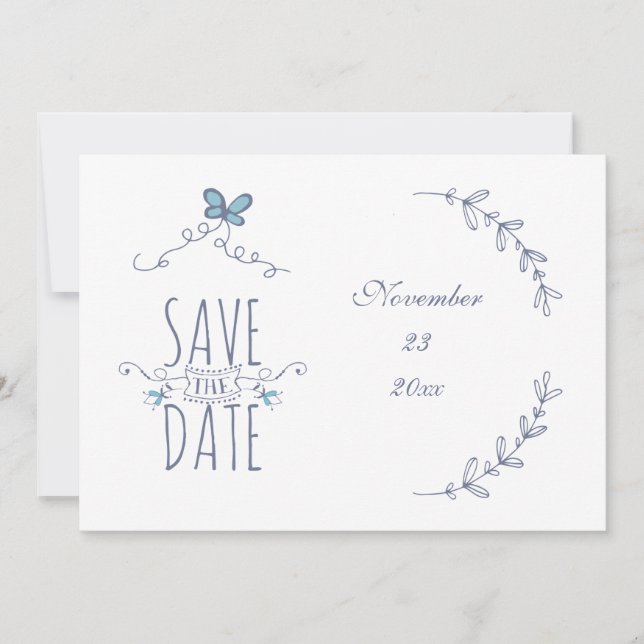 Save the Date Personalized Laurels Card (Front)