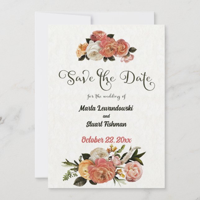 Save the Date Personalized Mimosa Floral Card (Front)
