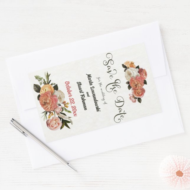 Save the Date Personalized Mimosa Floral  Sticker (Envelope)