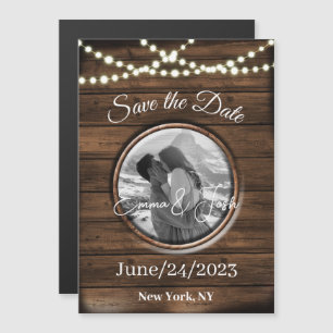 Save the Date Personalized Rustic Magnetic Card