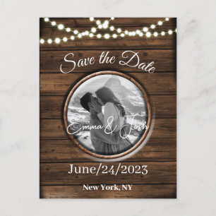 Save the Date Personalized Rustic Wood Design Postcard