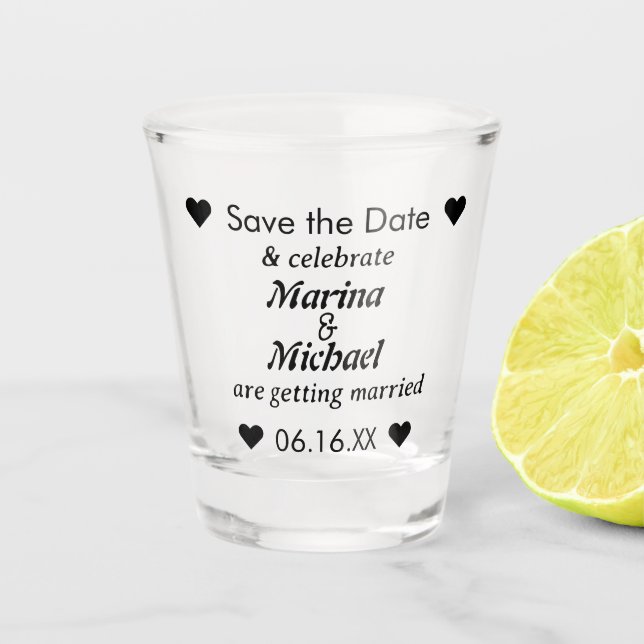 Save the Date Personalized Wedding  Shot Glass (Front)