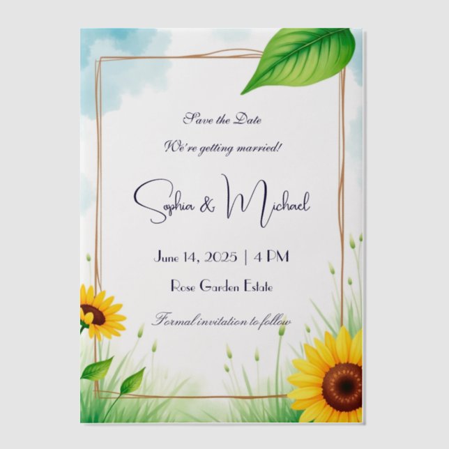 "Save the Date" Personalized Wedding Vellum Invitations (Front)