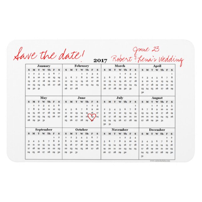 Save the Date Personalized Yearly Calendar Magnet (Horizontal)