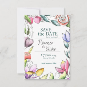 Save The Date Personnalisez Belle Florale Exprimée