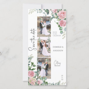 Save The Date Pétales Chics Rose Rose Eucalyptus Bande Photo