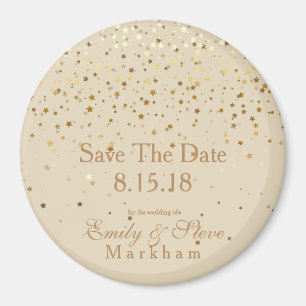 Save The Date Petite Golden Stars Magnet-Beige Magnet