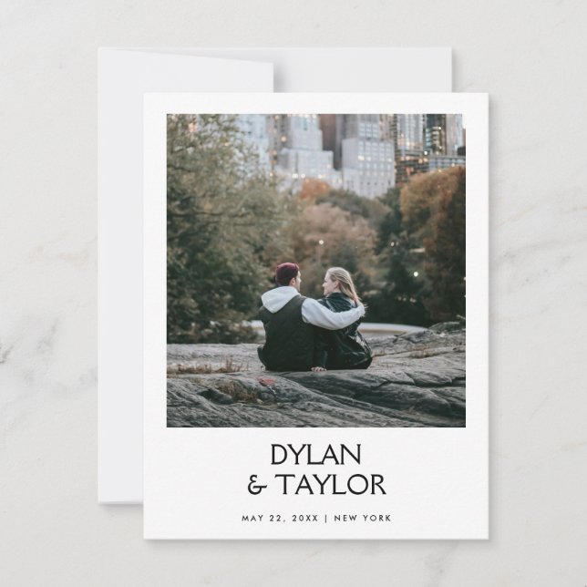 Save The Date Petite Simple Modern Bold Nom encadré 2 photos (Devant)