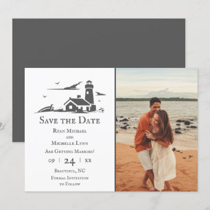 Save The Date Phare et bateau Nautique Plage de mer Mariage