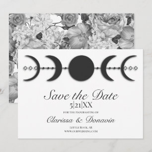Save The Date Phase Lune Noire & Blanc Wiccan Handfasting