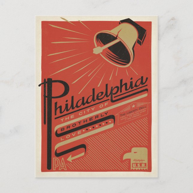 Save the Date | Philadelphia, PA - Brotherly Love Announcement Postcard (Front)