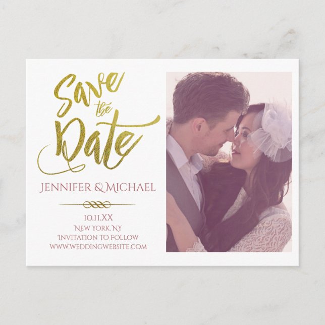 Save the Date Photo Announcement Postcard (Front)