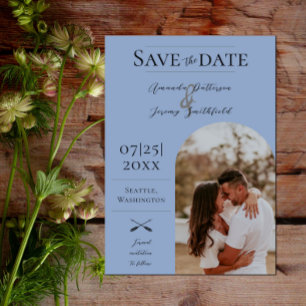 Save The Date Photo Arch Moderne   Dusty Blue Enregistrer la dat