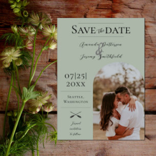 Save The Date Photo Arch Moderne   Sage Vert Enregistrer la date