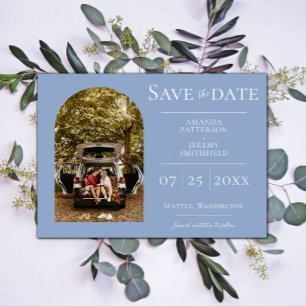 Save The Date Photo Arche simple   Dusty Blue Enregistrer la dat
