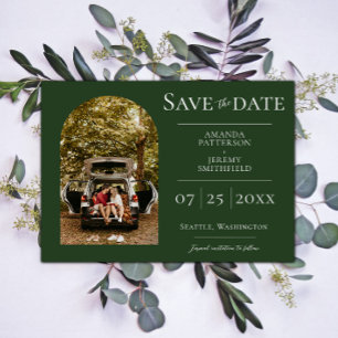 Save The Date Photo Arche simple   Emerald Green Enregistrer la 