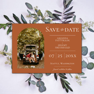 Save The Date Photo Arche simple | Orange brulé