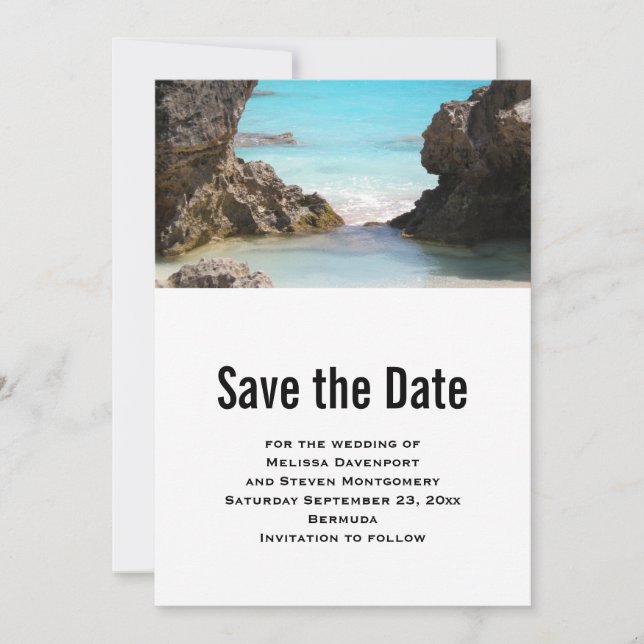 Save The Date Photo Bermuda Coast & Tropical Sea (Devant)