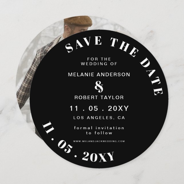 Save The Date Photo Black and White Mod Enregistrer la date Enre (Devant / Derrière)