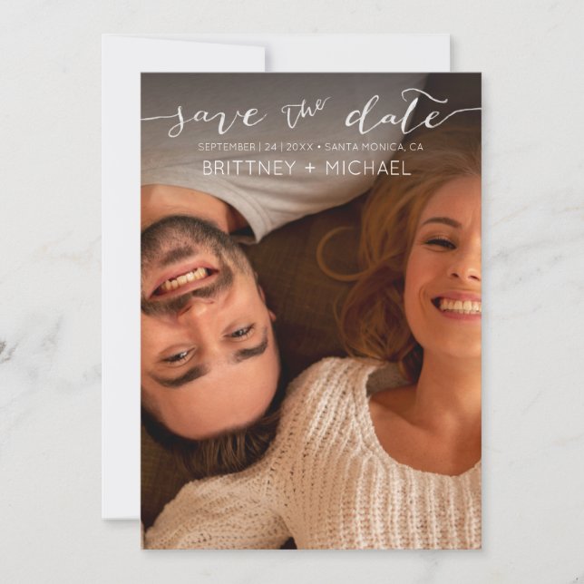 Save The Date Photo blanche manuscrite Enregistrer la date (Devant)