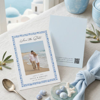 Save The Date Photo Bleu Méditerranéen Côtiers