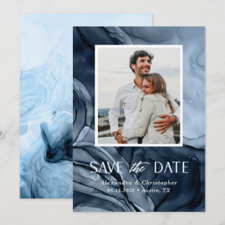 Save The Date Photo Bleue Moderne Appartement Enregistrer La Car