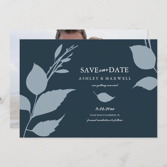 Save The Date Photo bleue simple (Devant / Derrière)