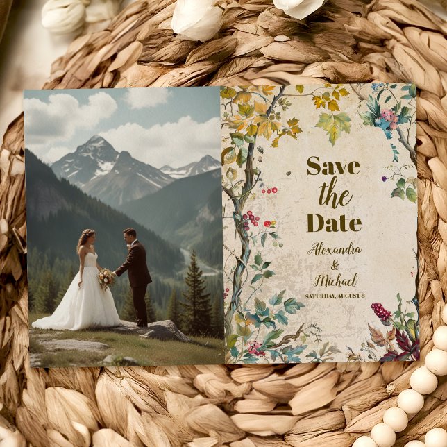 Save The Date Photo Boho Fleur sauvage d'automne Mariage botaniq (Créateur téléchargé)