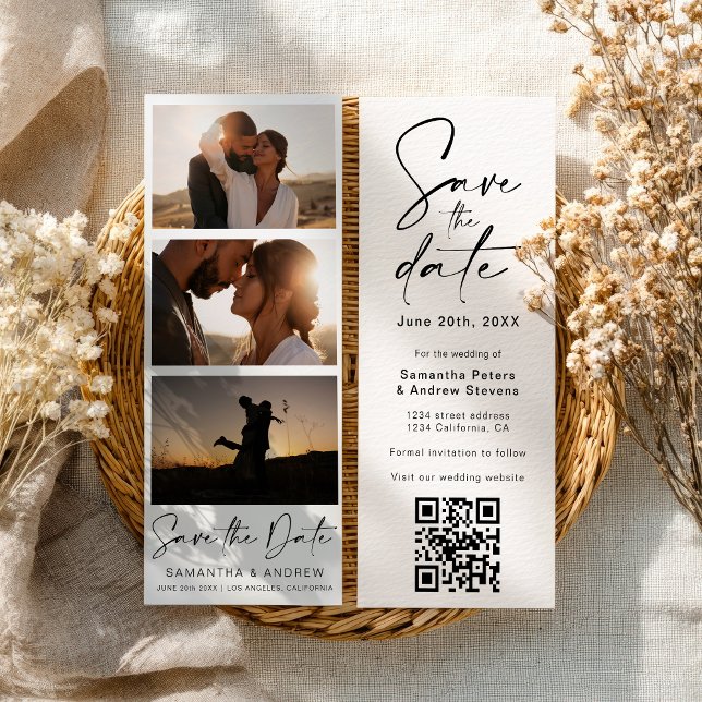 Save The Date Photo Booth 3 Photo Code Qr Enregistrer La Date (Modern Photo Booth 3-Photo Qr code Save The Date)