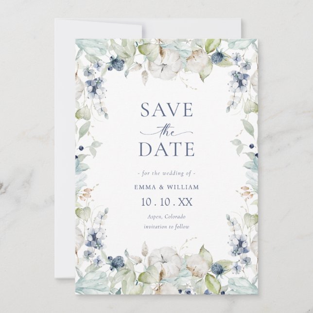 Save The Date Photo botanique élégante (Devant)