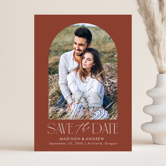 Save The Date Photo Brown simple et moderne (Créateur téléchargé)