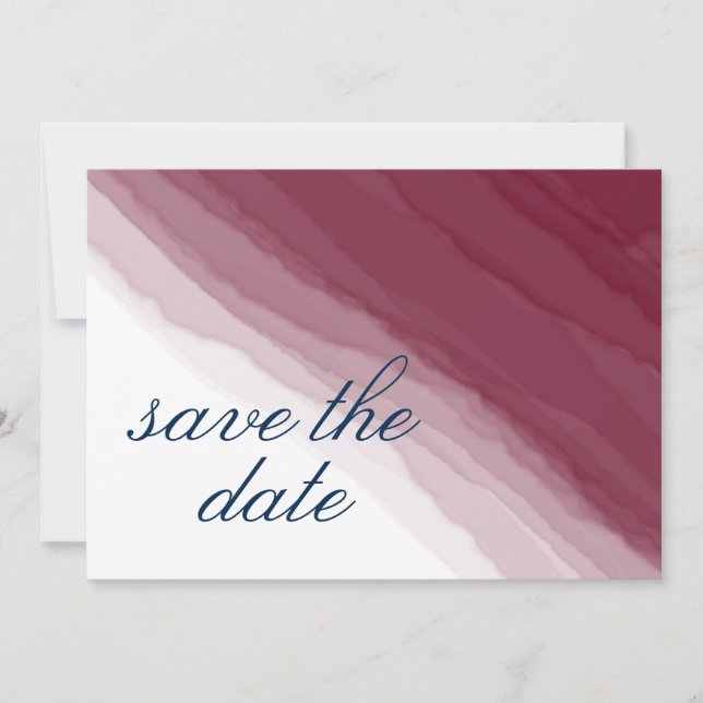 Save The Date Photo Burgundy Navy Aquarelle Enregistrer La Date (Devant)